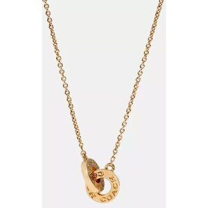 Coach Gold-Tone Interlocking Signature Pendant Necklace